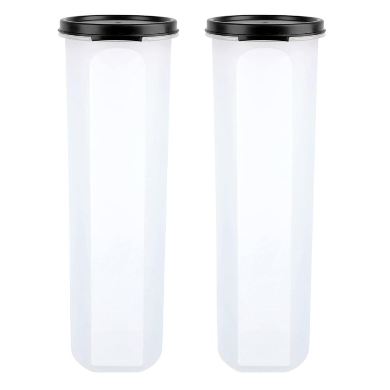 Cutting EDGE Smart Slim Storage AirTight Plastic Round Modular Container for Spaghetti Pasta Juice Snacks Stackable BPA Free 1100ML Black Pack of 2 - Image 4