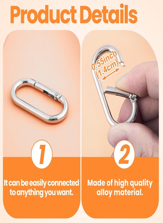 Hzopcw 3pcs Oval Keychain Clip, Metal Key Ring, Heavy Duty Keychain Clasp Spring O Snap Ring for Backpacks Handbag Bags Purses Straps Belts DIY Crafts- Silver - Image 3