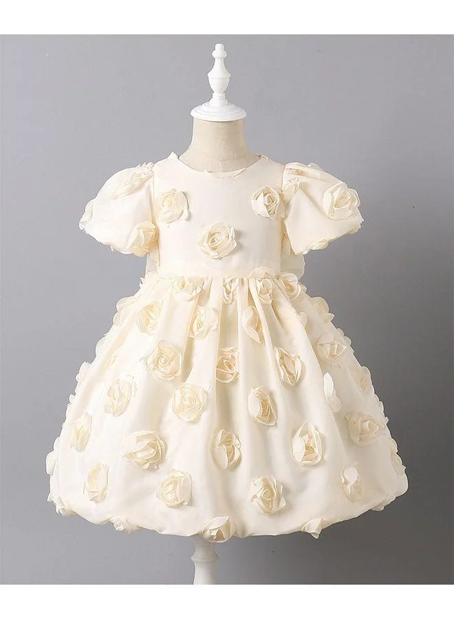 Mark & Mia Mark & Mia Floral Applique Short Sleeves Party Dress - Cream