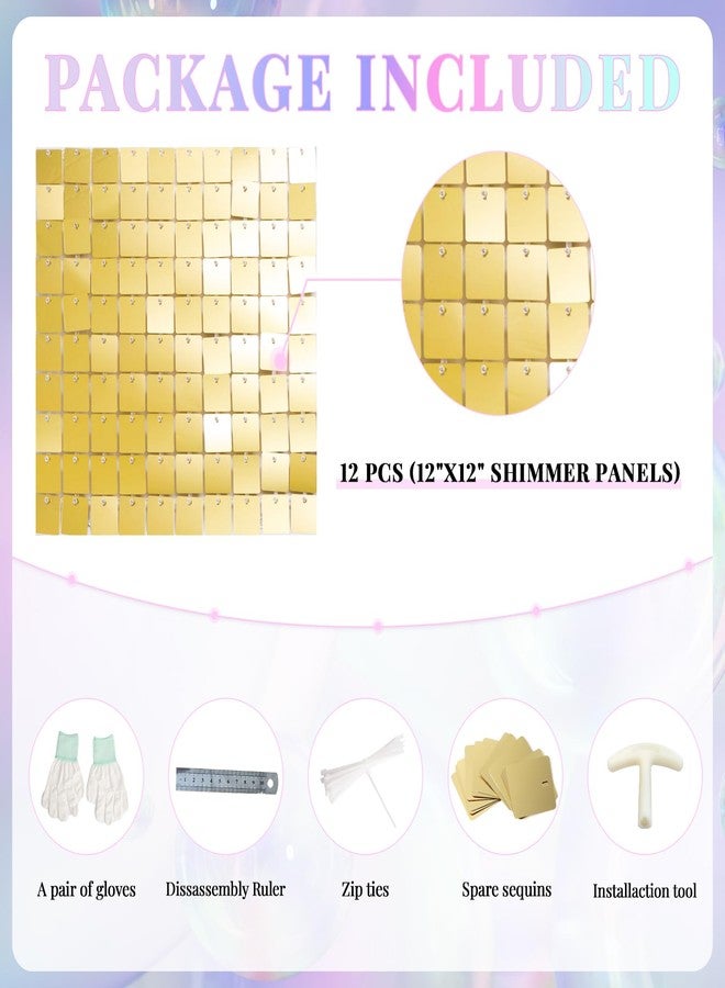 Kate Shimmer Wall Sequin Panel Backdrop Light Gold Shimmer Panels Wall Backdrop Decoration for Birthday Party,Wedding,Anniversary,12 Pieces - Image 4