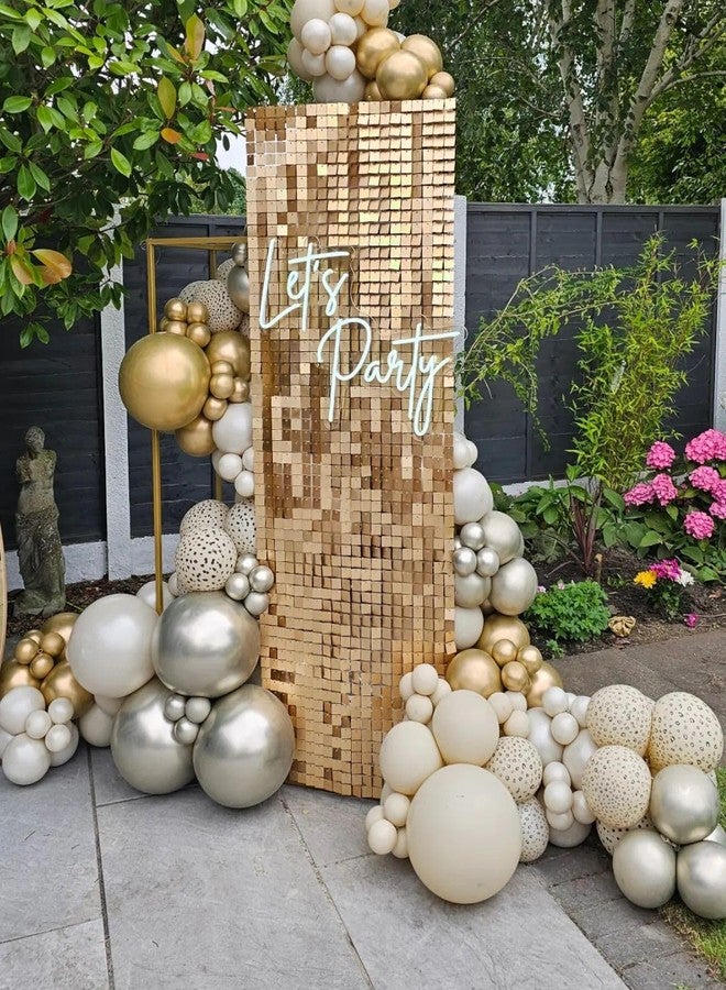 Kate Shimmer Wall Sequin Panel Backdrop Light Gold Shimmer Panels Wall Backdrop Decoration for Birthday Party,Wedding,Anniversary,12 Pieces - Image 3