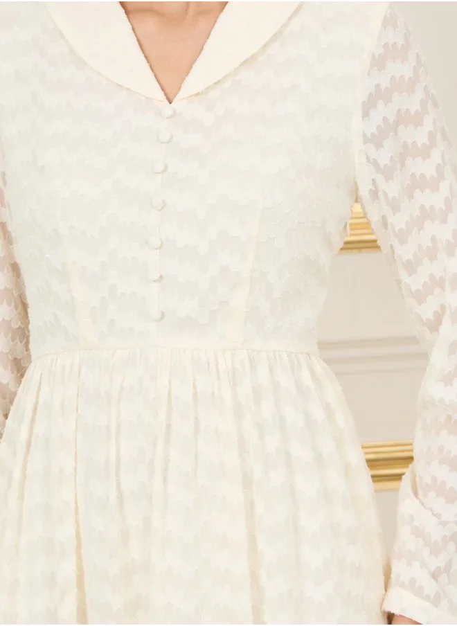ستايلي Burnout Texture Collared A-Line Maxi Dress