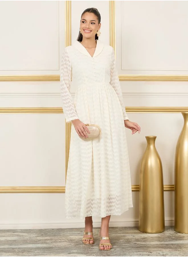 ستايلي Burnout Texture Collared A-Line Maxi Dress