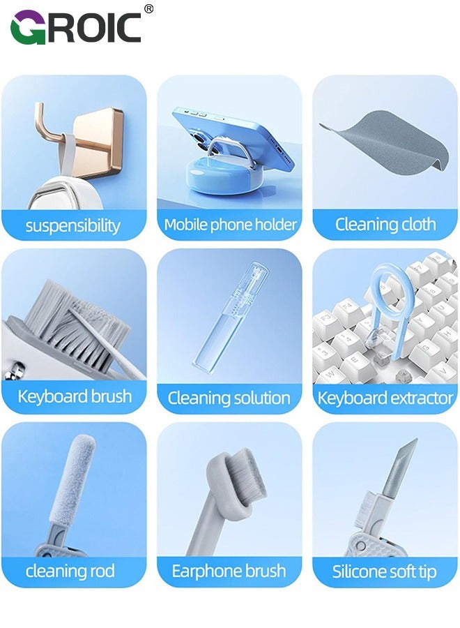 GROIC Laptop Cleaner Set, Screen Dirt Remover with Spray and Microfiber Cloth, 10-in-1 Multifunctional Earbud Cleaning Pen with Spray, Screen Keyboard Cleaner Kit for Phone Earbud Headphones Camera  - Image 3
