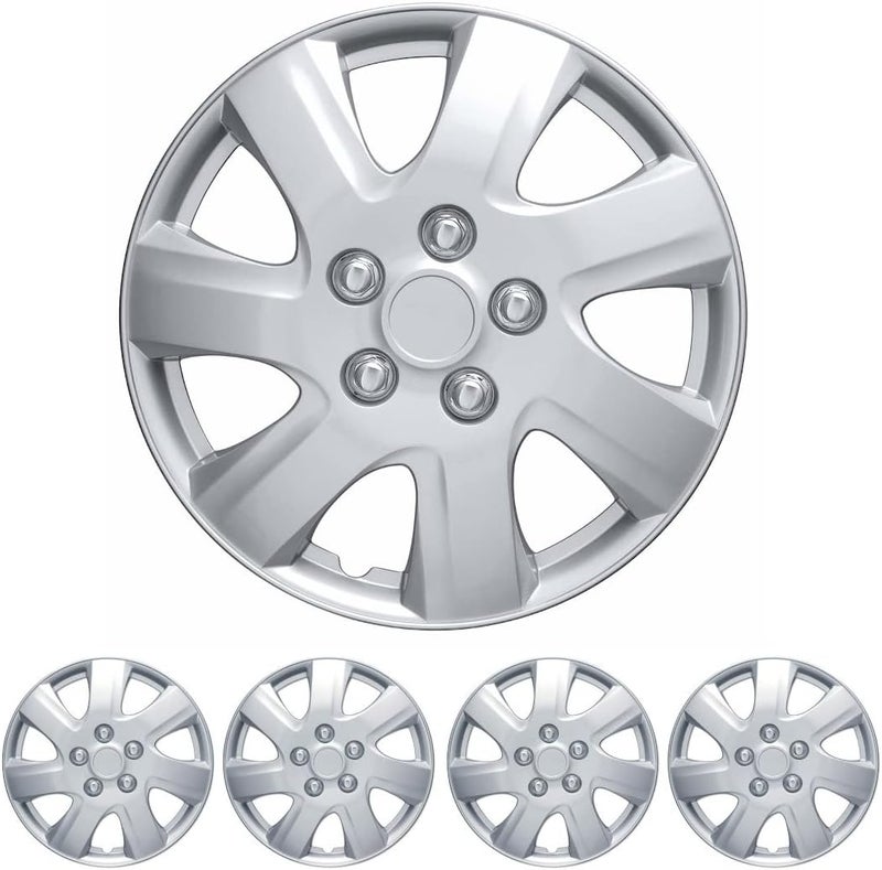 BDK 16" Inch Hubcaps Set of 4 Automotive Wheel Tire Covers Accessories, Compatible/Replacement for Chevy Chevrolet Dodge Ford Honda Mazda VW Volkswagen and More - Image 1