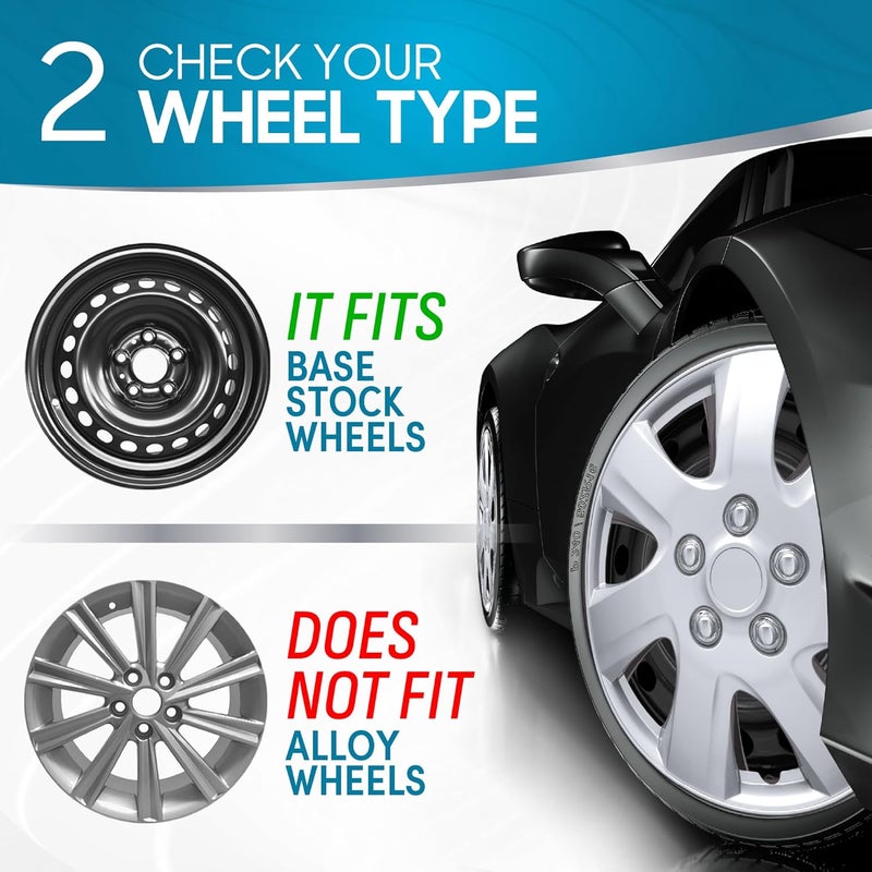 BDK 16" Inch Hubcaps Set of 4 Automotive Wheel Tire Covers Accessories, Compatible/Replacement for Chevy Chevrolet Dodge Ford Honda Mazda VW Volkswagen and More - Image 5