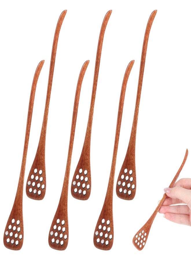 Tweruna 6 PCS Wood Honey Spoon Dipper, 7 Inch Honey Comb Sticks with Long Handle, Reusable Wooden Honey Stirrers Spoons for Tea Stirrers, Drizzler for Home Kitchen Tea Coffee - Image 1