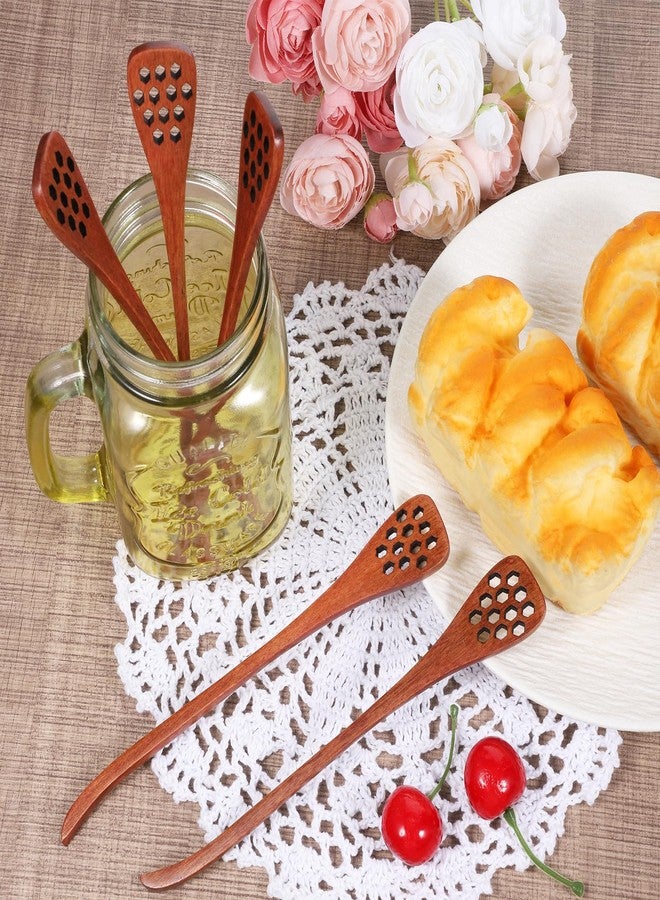 Tweruna 6 PCS Wood Honey Spoon Dipper, 7 Inch Honey Comb Sticks with Long Handle, Reusable Wooden Honey Stirrers Spoons for Tea Stirrers, Drizzler for Home Kitchen Tea Coffee - Image 3