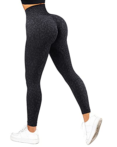 SUUKSESS Scrunch Butt Lifting Seamless Leggings for Women Booty High Waisted Workout Yoga Pants (Leopard Black, M) - Image 1
