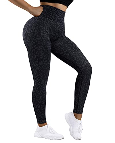 SUUKSESS Scrunch Butt Lifting Seamless Leggings for Women Booty High Waisted Workout Yoga Pants (Leopard Black, M) - Image 3