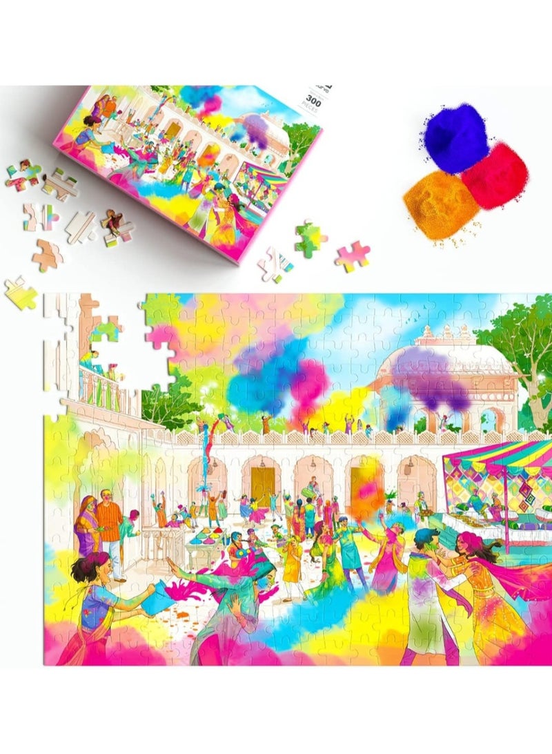 أحجية الصور المقطوعة لمهرجان الألوان هولي، سلسلة الثقافة، مجموعة المهرجانات الهندية النابضة بالحياة، 300 قطعة، 30 سم × 38 سم - Image 3