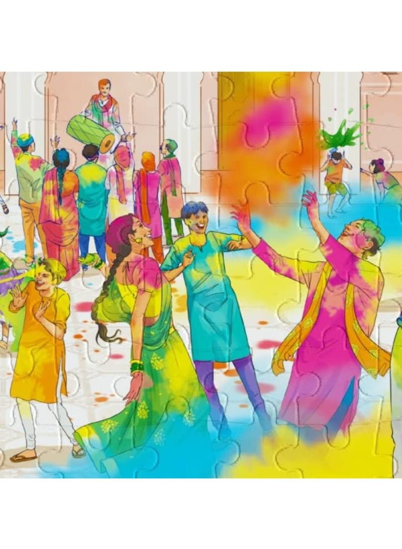 أحجية الصور المقطوعة لمهرجان الألوان هولي، سلسلة الثقافة، مجموعة المهرجانات الهندية النابضة بالحياة، 300 قطعة، 30 سم × 38 سم - Image 5