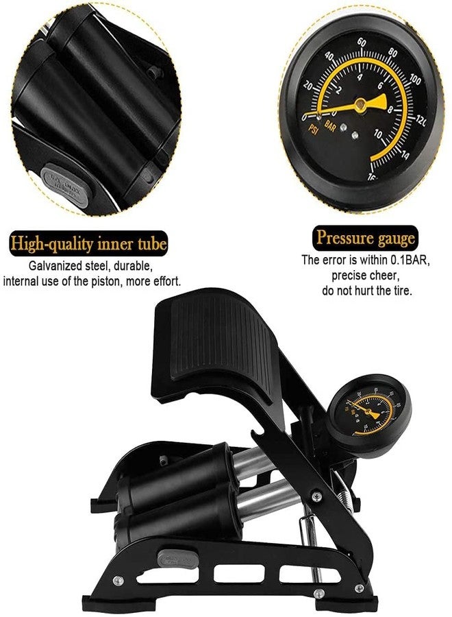 Kuruji Double Barrel Foot Pump,Double Cylinder Bike Portable Tire Bicycle Pump Air Inflator Pump with Pressure Gauge & Smart Valve Head (Double Cylinder) - Image 5