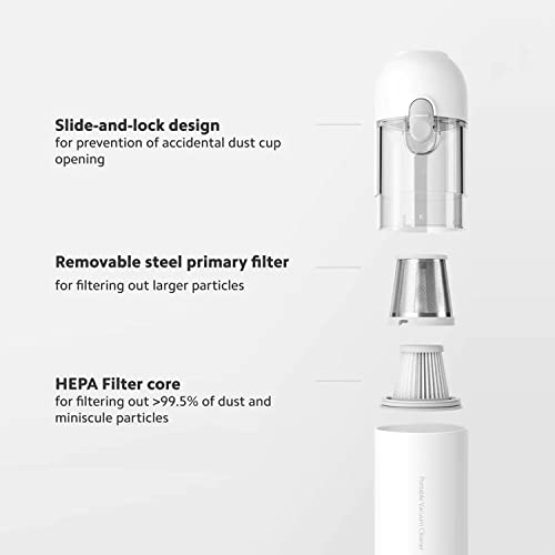 Xiaomi Handheld Vacuum 13,000Pa, Powerful Brushless Motor Cordless Car Vacuum Cleaner, Ultra Lightweight Portable Mini Hand Vacuum Rechargeable with Type-C Cable for Car/Home/Pet Hair - Image 3