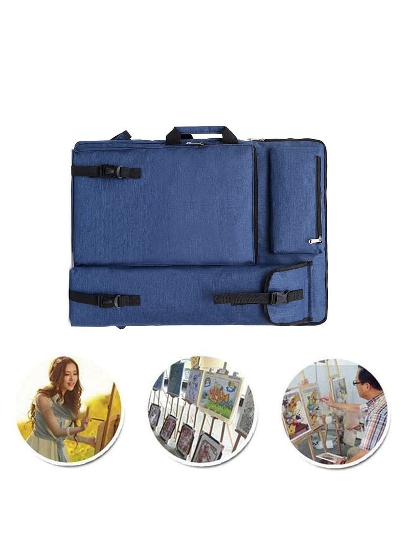 SYOSI Art Portfolio Case Bag, Art Canvas Portfolio Case with Shoulder Strap & Handle, Light Weight Artists Carry Bag for Artwork, Poster, Sketching, And Drawing, 18.5 X 25.5in, Blue  - Image 2