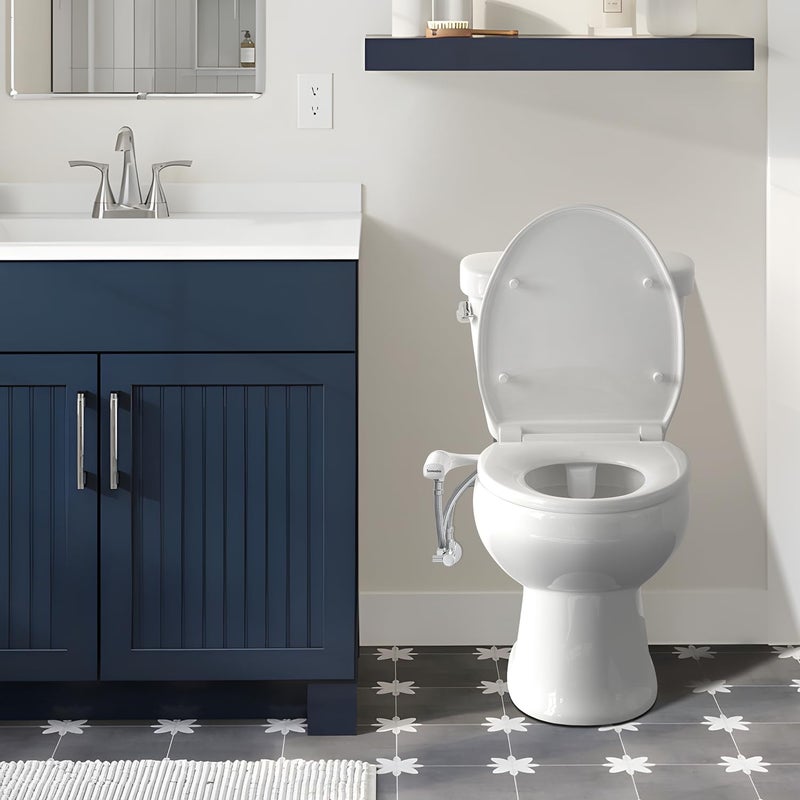 SAMODRA Ultra-Slim Hygienic Bidets Attachment for Existing Toilets - Adjustable Fresh Water Pressure Self Cleaning Nozzle Easy to Install, Silver - Image 5