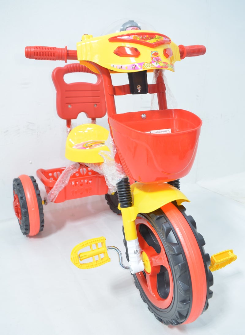 Children's Tricycles Plastic with a Front and Rear Basket Lights and Music in The Front - Image 1