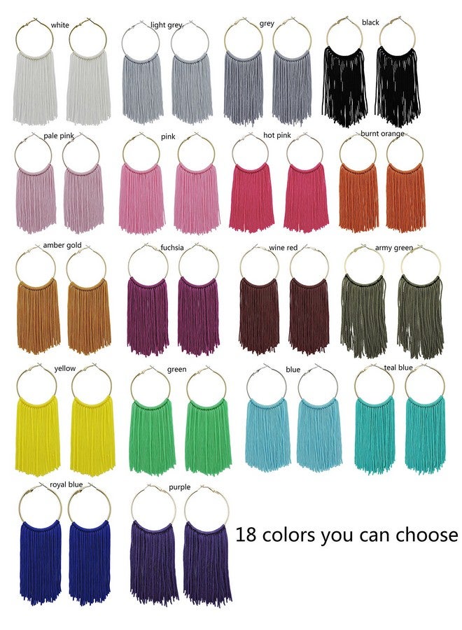 Coiris Hoop Statement Tassels Dangle Drop Earrings For Women (Er1083Teal Blue) - Image 2