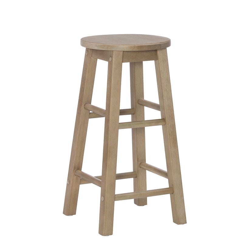 Linon Zeke Grey Wash 24" Counter Stool with Round Seat - Image 1