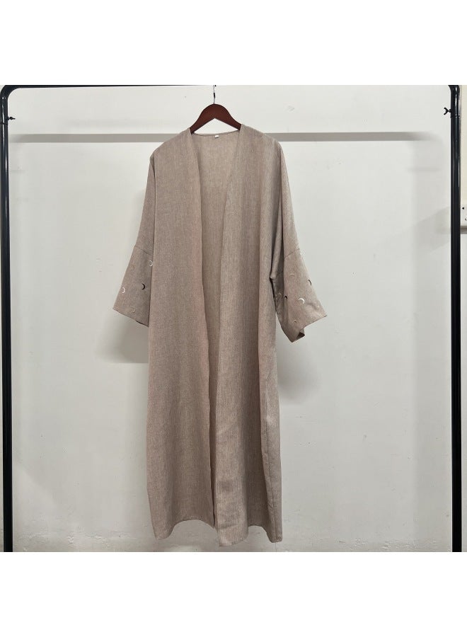 New Solid Color Elegant Cardigan Moon Embroidery Fashion Dress - Image 3