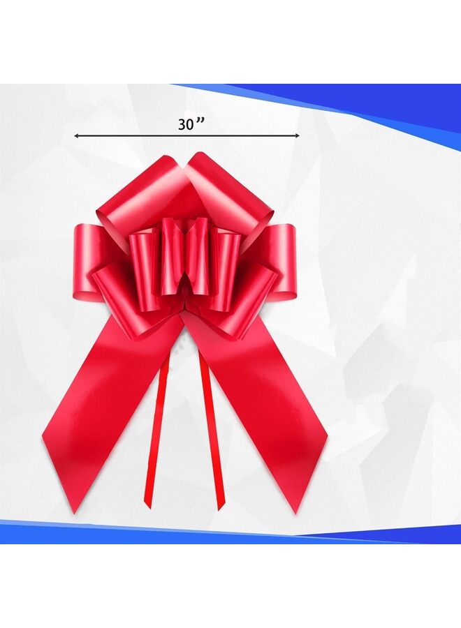 Pull Bows, 30" Gift Bows Giant Bow for Car Birthday Bow, Bow for Gifts for Present Bouquet Floral Arrangements Birthday Wedding Decoration(RED) - Image 3