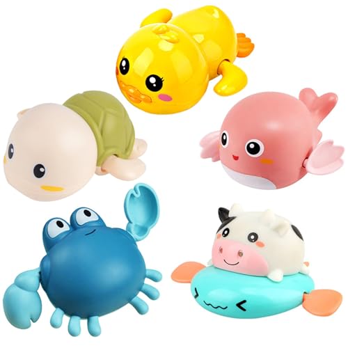 ZHFUYS Bath ToyCute Animal Clockwork Bathtub Swimming Pool ToyBaby Bath Toys for Toddlers 13 Boys Girls Water Bath Toy Set5 Pack - Image 1