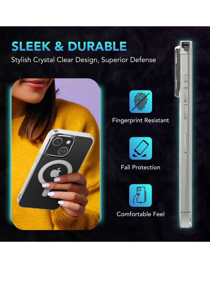 Raxoom ELTRAZONE  Designed for iPhone 14 Plus Case, [Clear] 5 in 1 [Non Yellowing] Case with 2X Tempered Glass Screen and 2X Camera Lens Protectors, Shockproof and Air-Guard Corners (Clear MagSafe) - Image 1