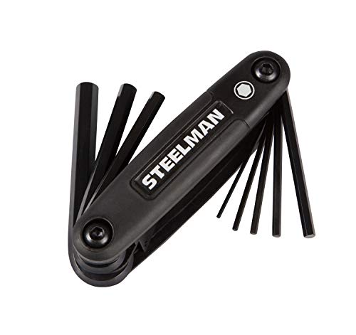 Steelman Portable Folding Hex Key Wrench Metric Multi-Tool, Set Includes 1.5, 2, 2.5, 3, 4, 5, 6, and 8mm Sizes, Chamfered Ends, Steel, Corrosion-Resistant Black Oxide Coating - Image 1