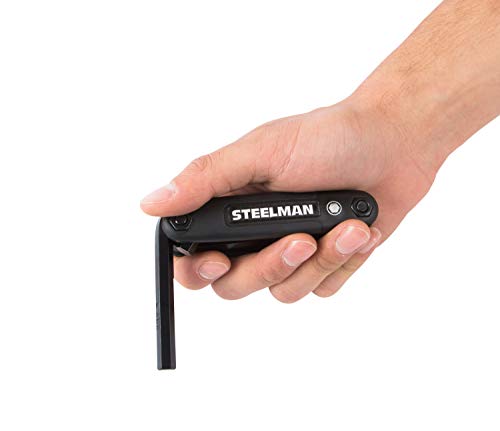 Steelman Portable Folding Hex Key Wrench Metric Multi-Tool, Set Includes 1.5, 2, 2.5, 3, 4, 5, 6, and 8mm Sizes, Chamfered Ends, Steel, Corrosion-Resistant Black Oxide Coating - Image 5