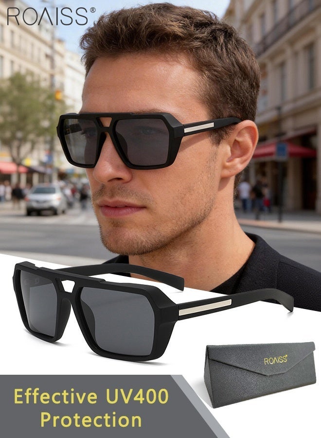 رويس نظارات شمسية رجالية بتصميم طيار، حماية من الأشعة فوق البنفسجية UV400، مزودة بأذرع فريدة، نظارات شمسية عصرية مضادة للوهج للرجال، مناسبة للقيادة والصيد والسفر، مقاس 58 مم - Image 1