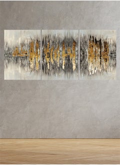 Set Of 3 Framed Canvas Wall Arts Stretched Over Wooden Frame with an Abstract Design