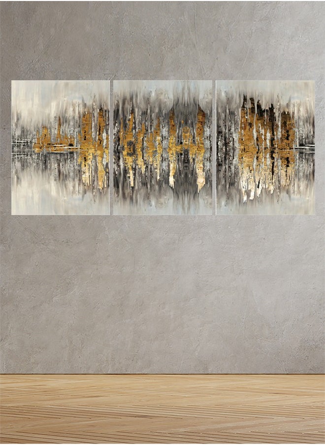 Marktna - Set Of 3 Framed Canvas Wall Arts Stretched Over Wooden Frame with an Abstract Design - Image 1
