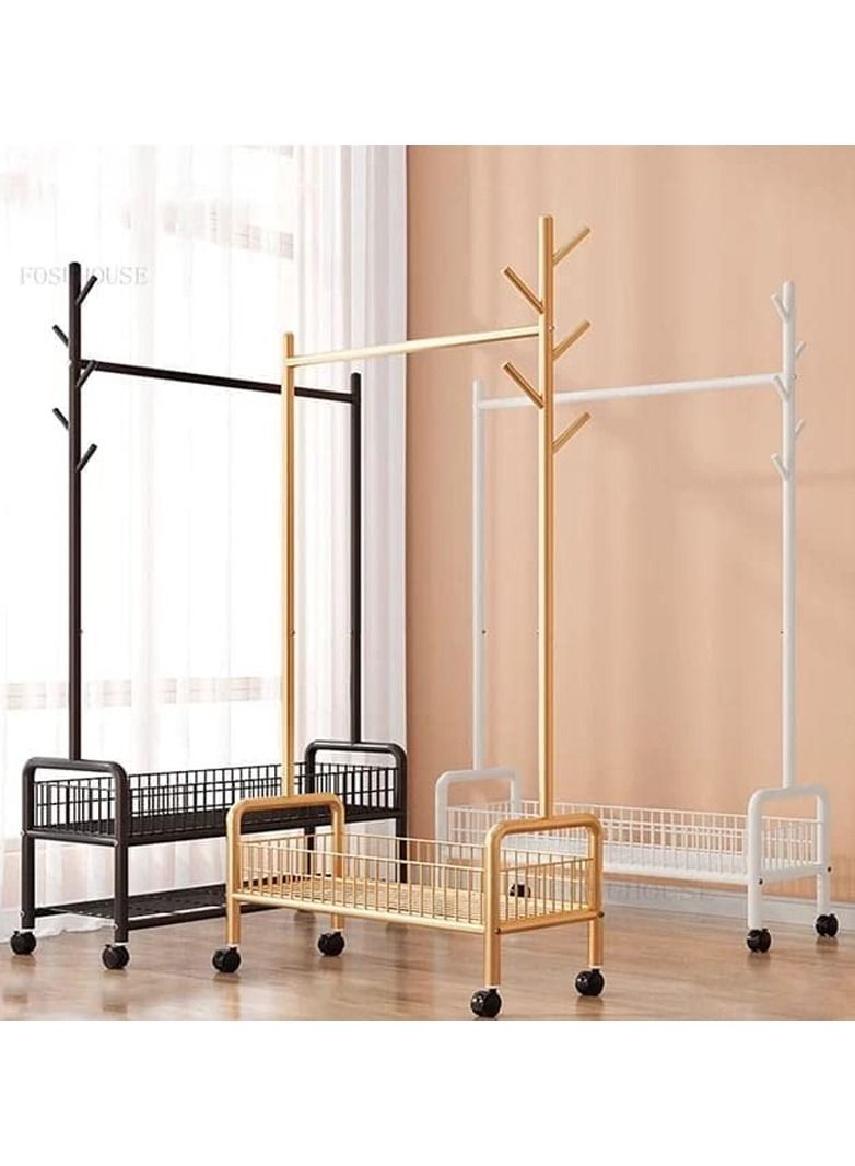 Clothes Rack Clothing Rack Garment Rack Rolling Organizer with Wheels Bottom Shelves Double Tiers for Multipurpose - Image 2