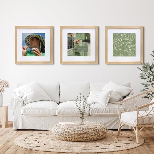 VNVNK 15x15 Frame Natural Wood Color, Perfect for 15x15 Inch Picture without Mat or 11x11 Inch Picture with Mat, Home Wall Decor Picture Frame-1 PCS - Image 4