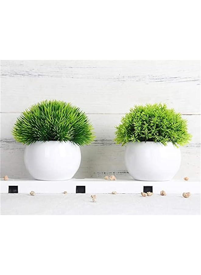 Greenery Artificial Mini Bonsai Plants Artificial Plants Potted Fake Bonsai Ball Plant Faux Green Grass with Pots - Image 4
