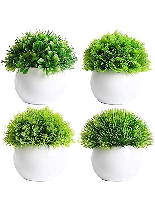 Greenery Artificial Mini Bonsai Plants Artificial Plants Potted Fake Bonsai Ball Plant Faux Green Grass with Pots - Image 1