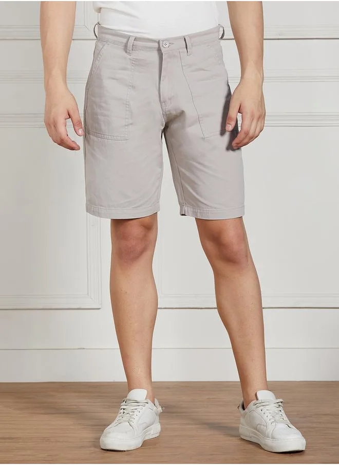 Dennis Lingo Solid Relaxed Fit Shorts with Belt Loops by Styli