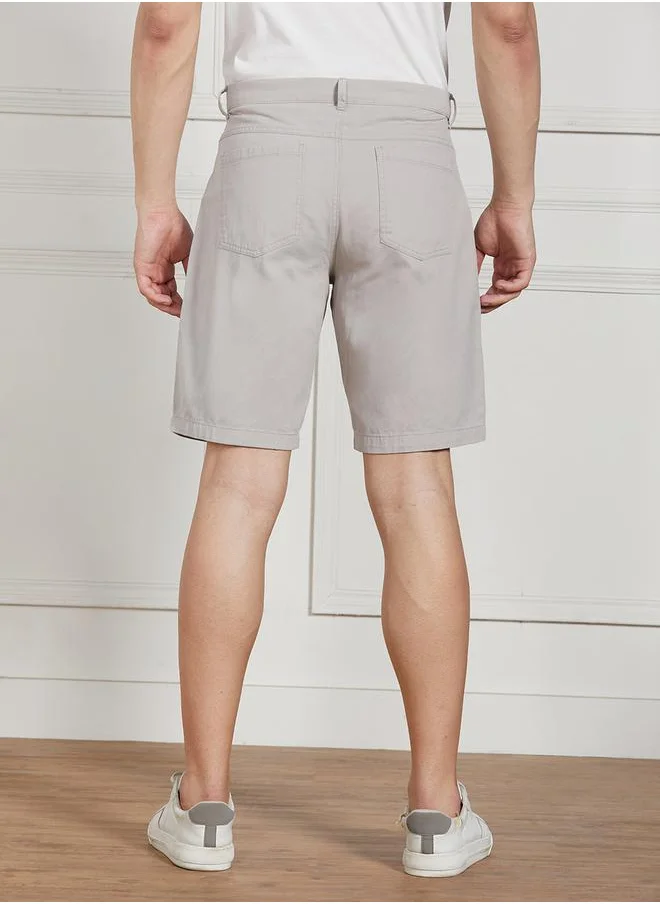 Dennis Lingo Solid Relaxed Fit Shorts with Belt Loops by Styli