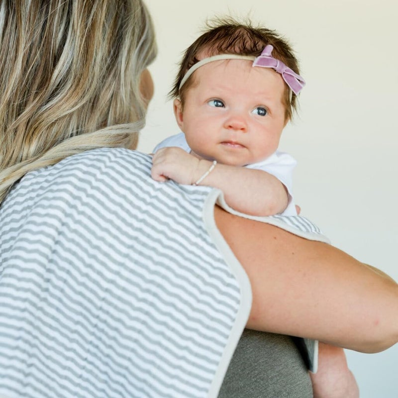 Little Unicorn Ultra-Absorbent Premium Burp Cloth | Soft on Baby's Skin | Larger Size | Ergonomic Design (Grey Stripe) - Image 3