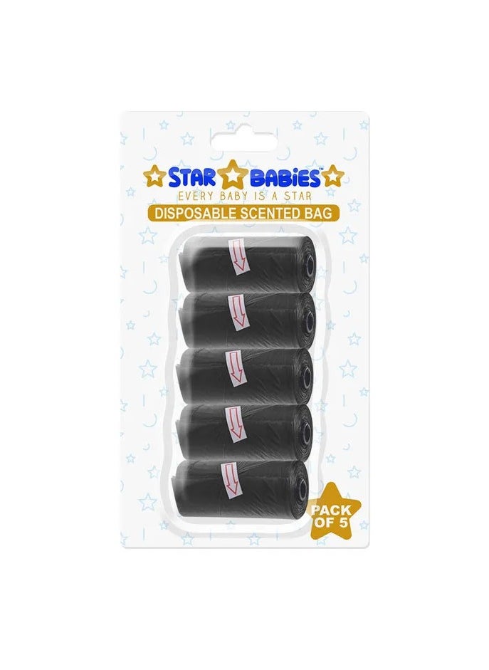 STAR BABiES Star Babies - Scented Bag Blister - Pack of 5/75 Bags - Black  - Image 1
