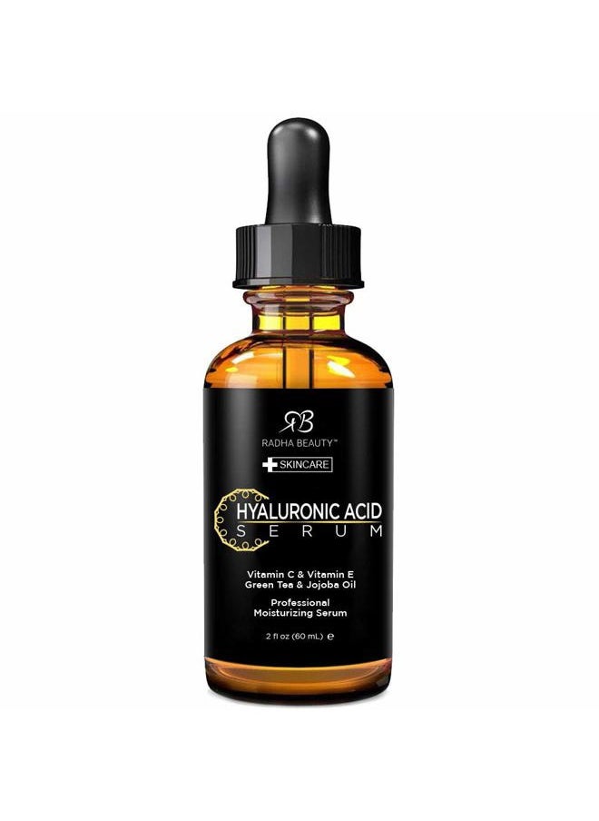 Radha beauty Hyaluronic Acid Serum for Skin, 2 fl. oz - Infused with Vitamin C, Vitamin E, Green Tea & Jojoba Oil, Intensive Moisture and Hydration for Anti-Aging, Wrinkles, and Fine Lines  - Image 1