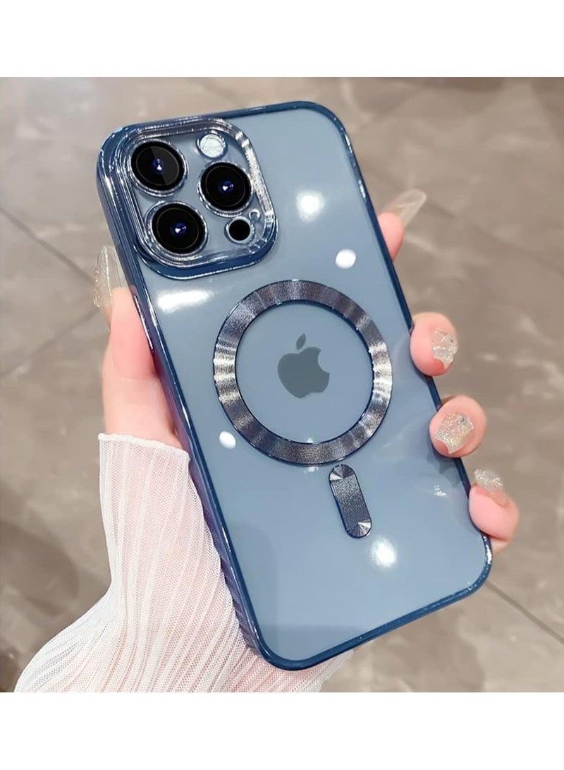 ELTRAZONE حافظة مغناطيسية لجهاز آيفون 14 برو ماكس [متوافقة مع MagSafe] واقي عدسة الكاميرا طلاء فاخر غطاء للنساء والرجال شفاف ناعم TPU مضاد للصدمات - أزرق - Image 1