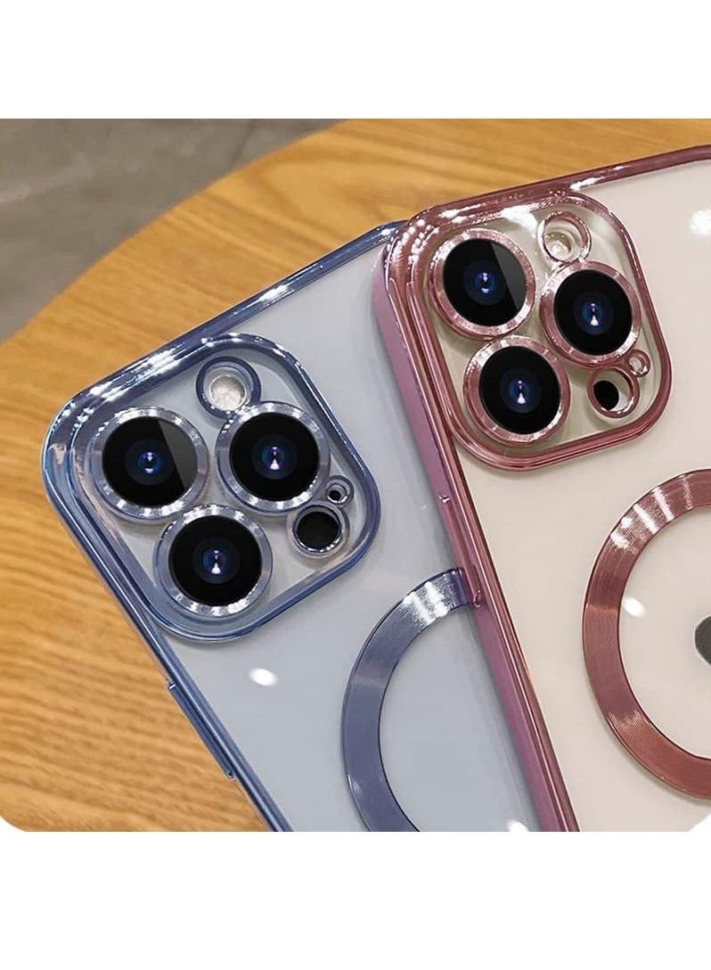 ELTRAZONE حافظة مغناطيسية لجهاز آيفون 14 برو ماكس [متوافقة مع MagSafe] واقي عدسة الكاميرا طلاء فاخر غطاء للنساء والرجال شفاف ناعم TPU مضاد للصدمات - أزرق - Image 5