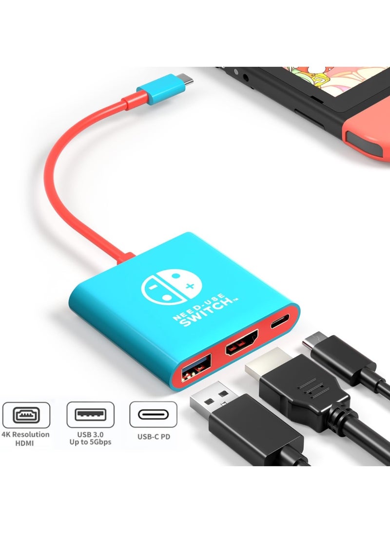 قاعدة توصيل سويتش محمولة مع محول تلفزيون HDMI ومنفذ USB3.0 وشحن PD متوافقة مع Switch OLED وSwitch 2 للسفر والألعاب - Image 2