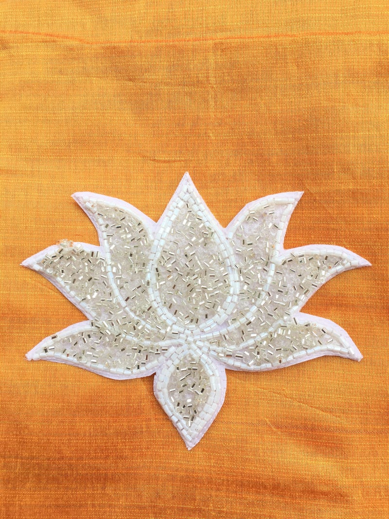 DaSync SYNC white beads cutdana Flower patch nalki pipe cutdana patches 10.5 cm patch for saree decoration,clothes,blouse,dresses,dupatta,choli,chunni,suits,decoration,craft sew or paste on clothes Fabric Beading Applique - Image 5