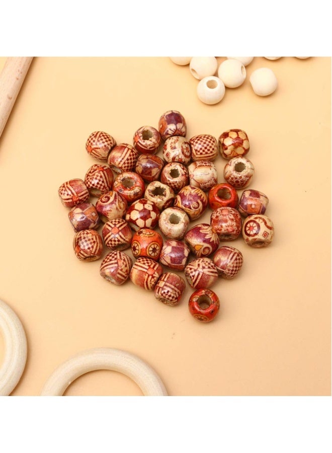 133PCS Macrame Wall Hanging Craft Kit Unfinished Wooden Rings and Beads Cotton Cord, KASTWAVE for Diy Pendant Connectors Jewelry Making - Image 3