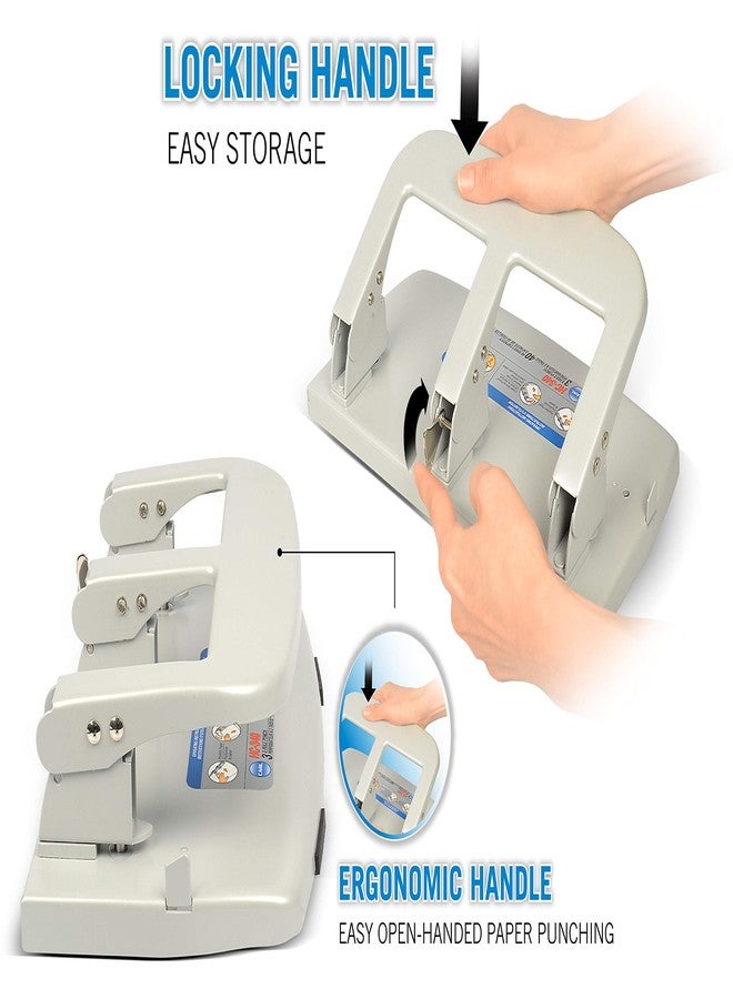 Carl, Medium-Duty 3 Hole Paper Punch, 40 Sheet Punch Capacity, Metallic, Model:HC-340 - Image 5