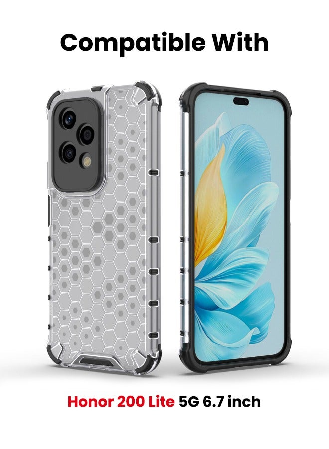 Case for Honor 200 Lite 5G, Composite Material Case Cover, Beehive Style Design, Four Corners Anti-Fall Full Body Shockproof Case Cover for Honor 200 LITE 5G 6.7 inch  - Image 2