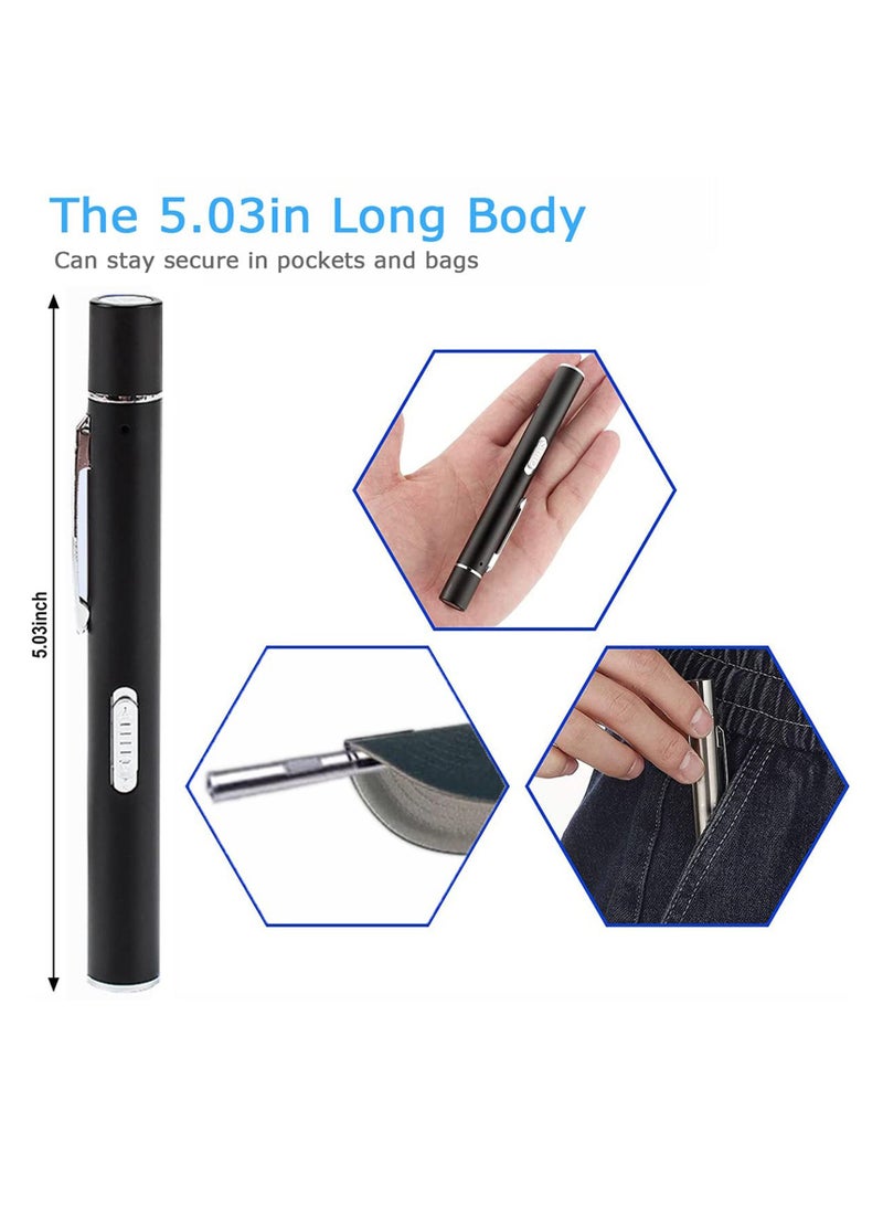 Pen Torch Reusable, 2 PCS Diagnostic Medical Penlight USB Rechargeable LED Pen Ligh for Nurses Students Doctors, Mini Flashlight with 2 LED Sources, Magnetic Cap, Pocket Clip - Image 5