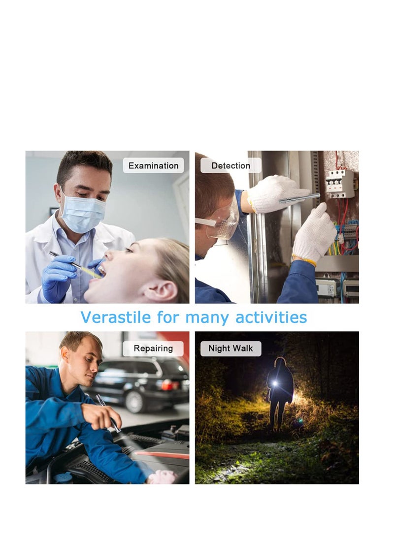 Pen Torch Reusable, 2 PCS Diagnostic Medical Penlight USB Rechargeable LED Pen Ligh for Nurses Students Doctors, Mini Flashlight with 2 LED Sources, Magnetic Cap, Pocket Clip - Image 3